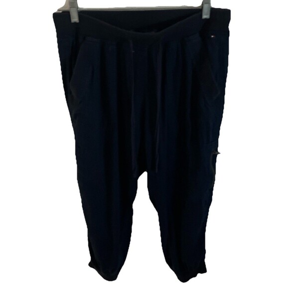 Tommy Hilfiger  Pants M Women Blue Joggers Cargo Linen Ankles Drawstring Zip - Picture 1 of 5